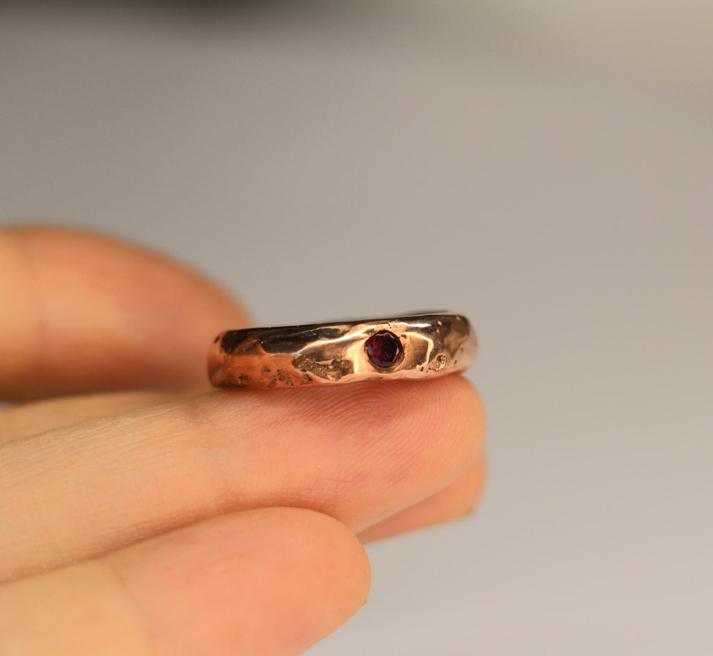 Copper ring with garnet size 6