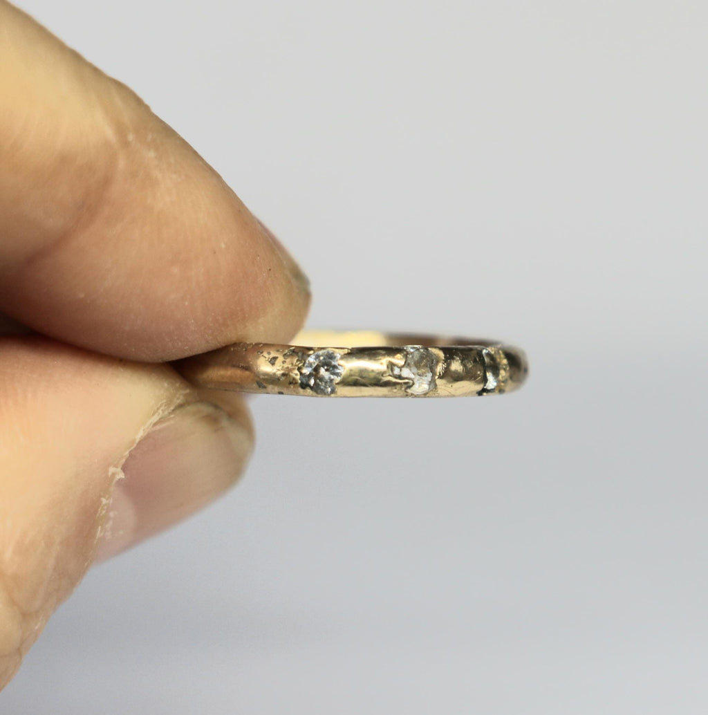 Trinity bronze ring with moissanite size 7