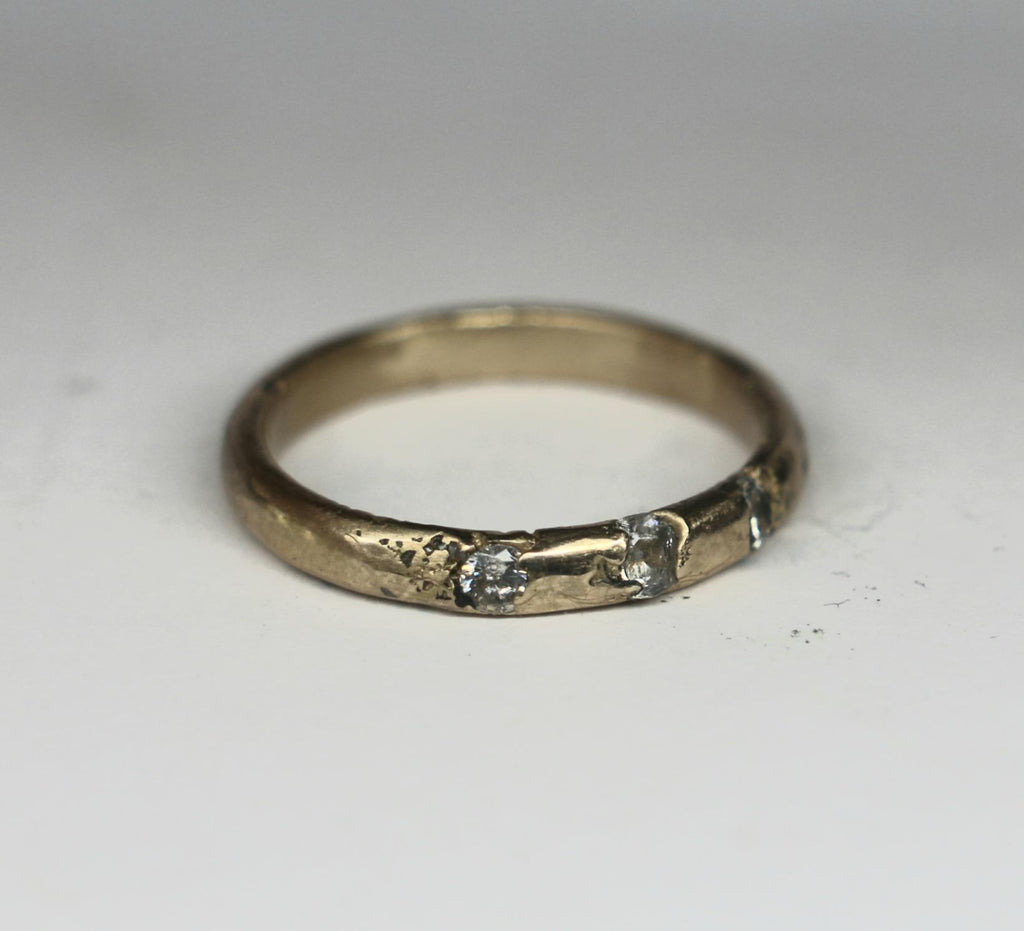 Trinity bronze ring with moissanite size 7