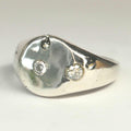 Lunaris Sterling Silver round signet with moissanite