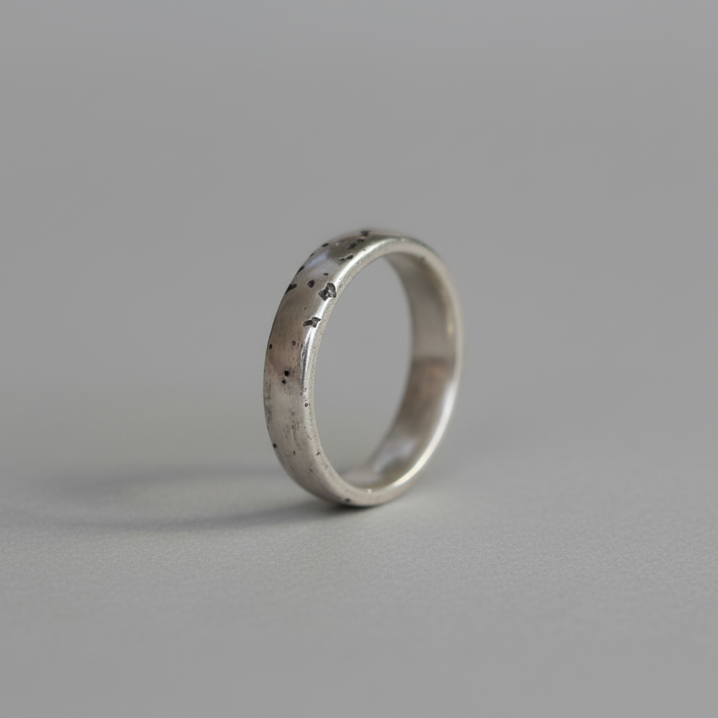 Oxidised silver band no stone - upright