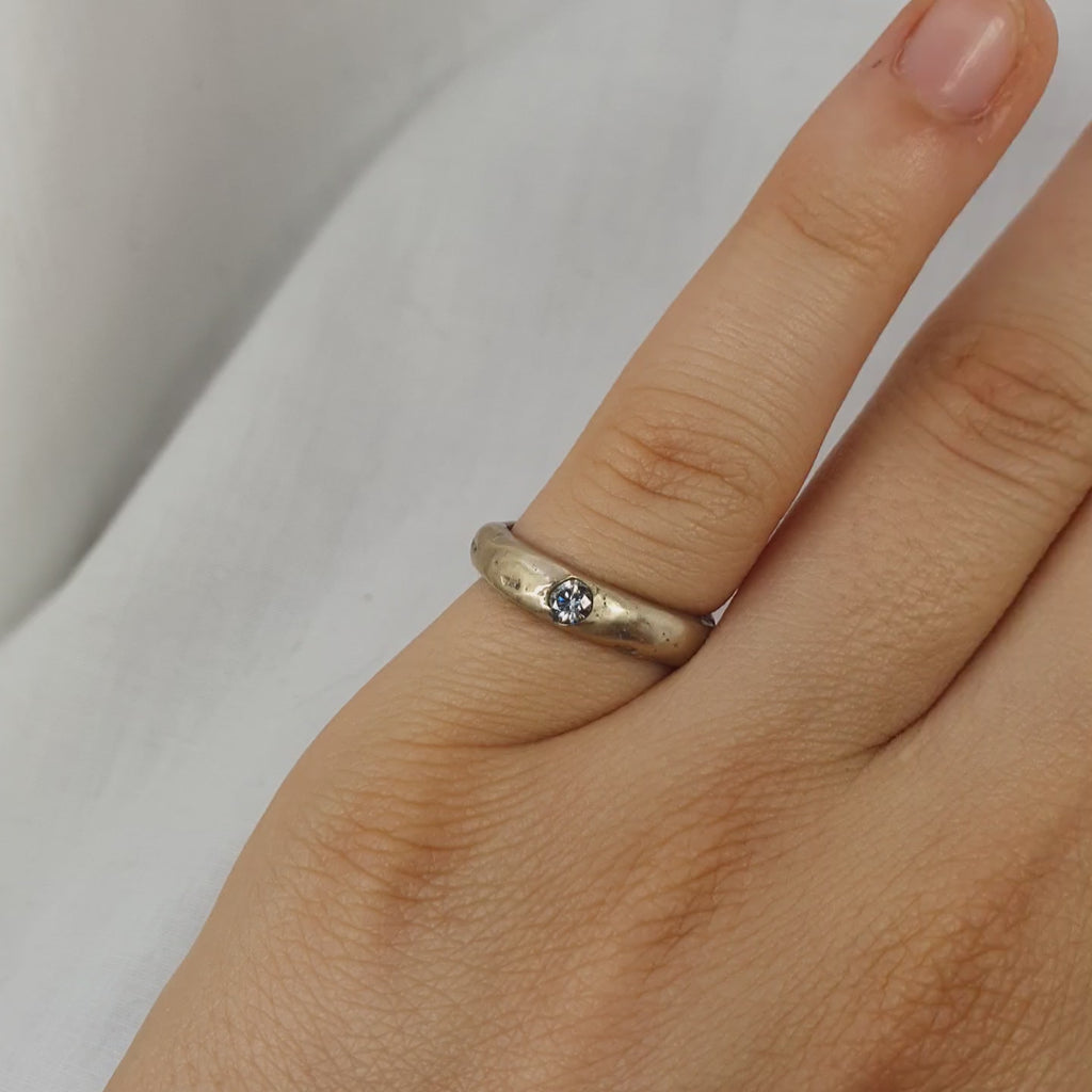 Molten bronze ring with moissanite 4.5