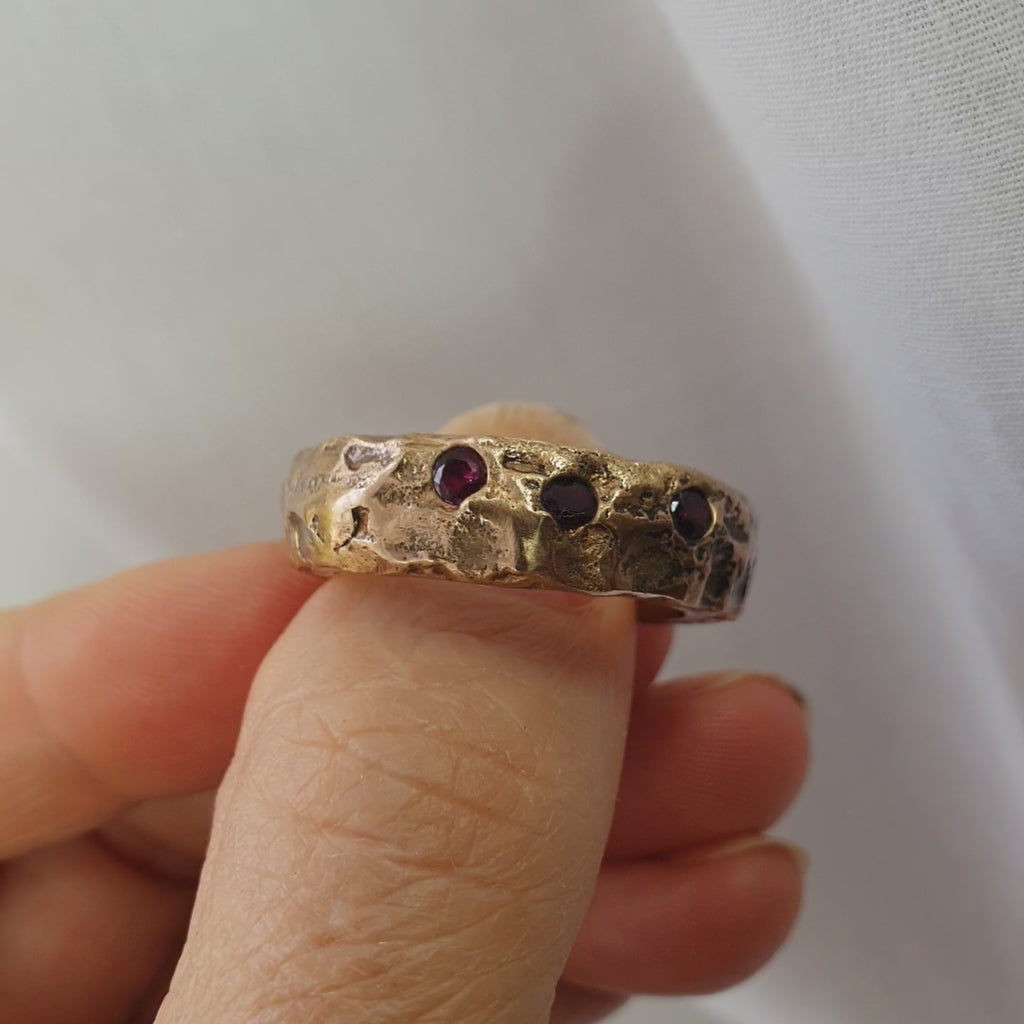 Bronze Nomad ring with Ruby Zircon Size 10