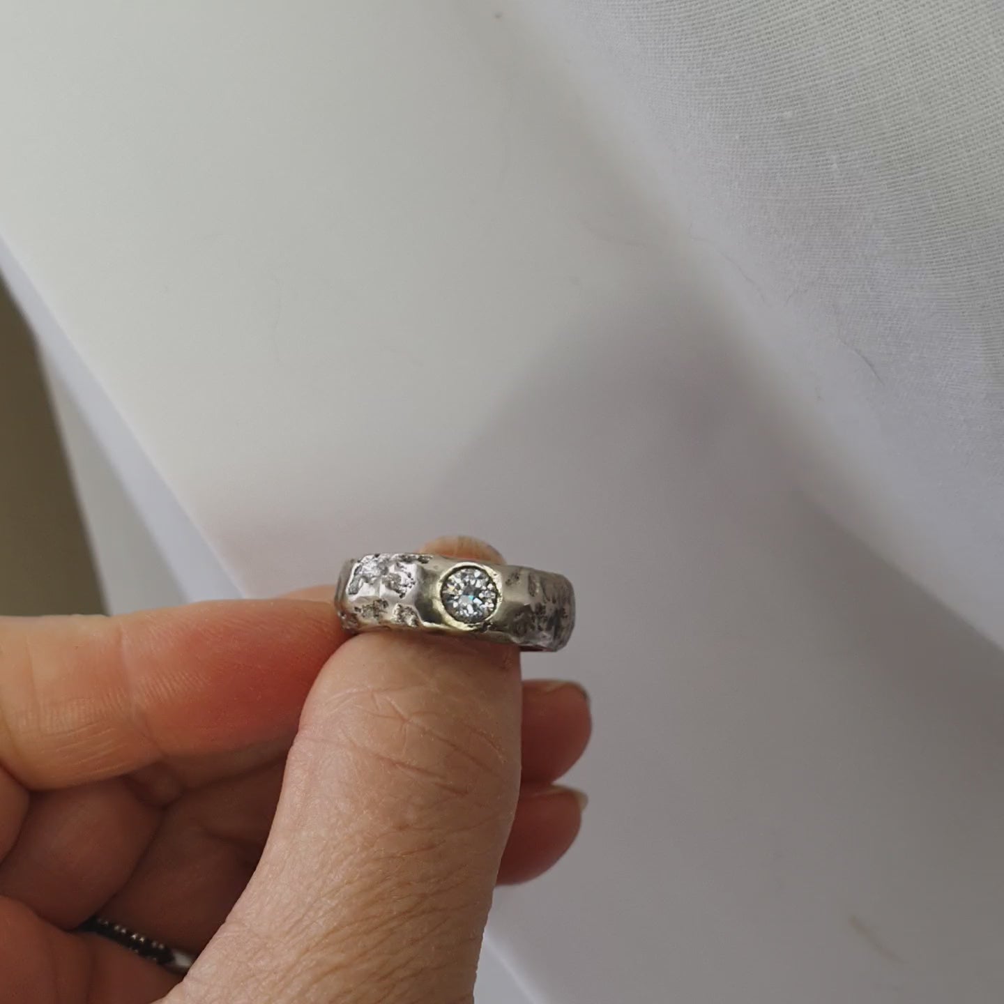 Silver ring with Moissanite size 7.5