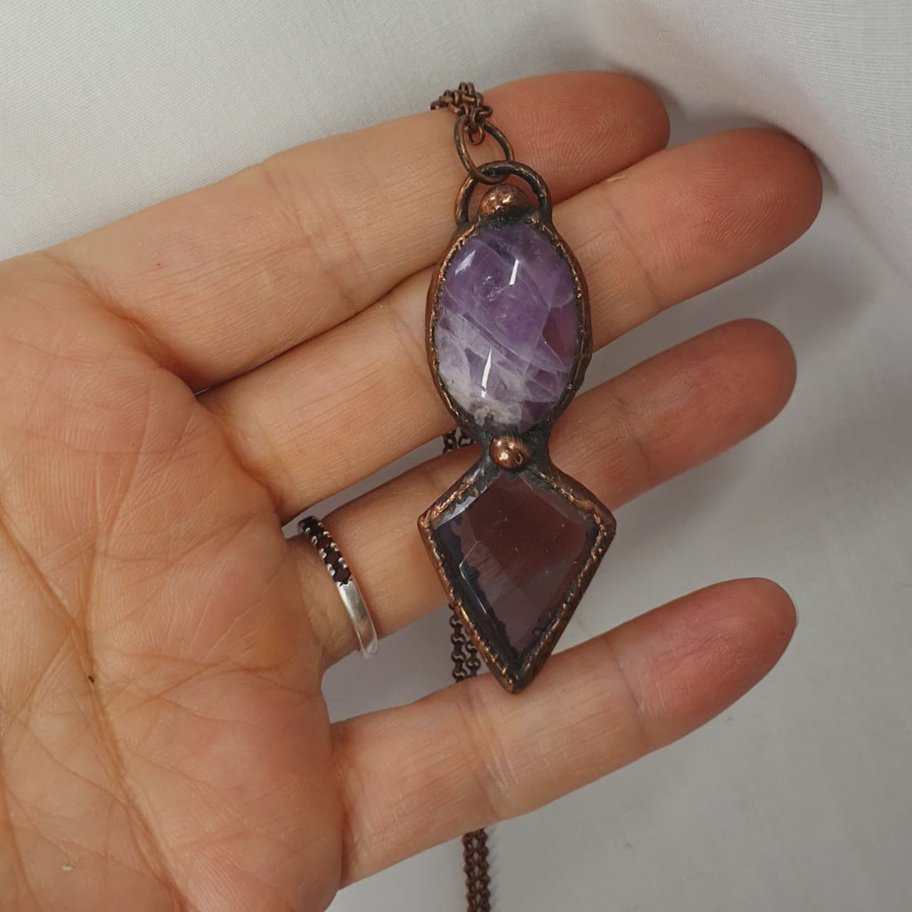 Copper Amethyst Necklace Pendant