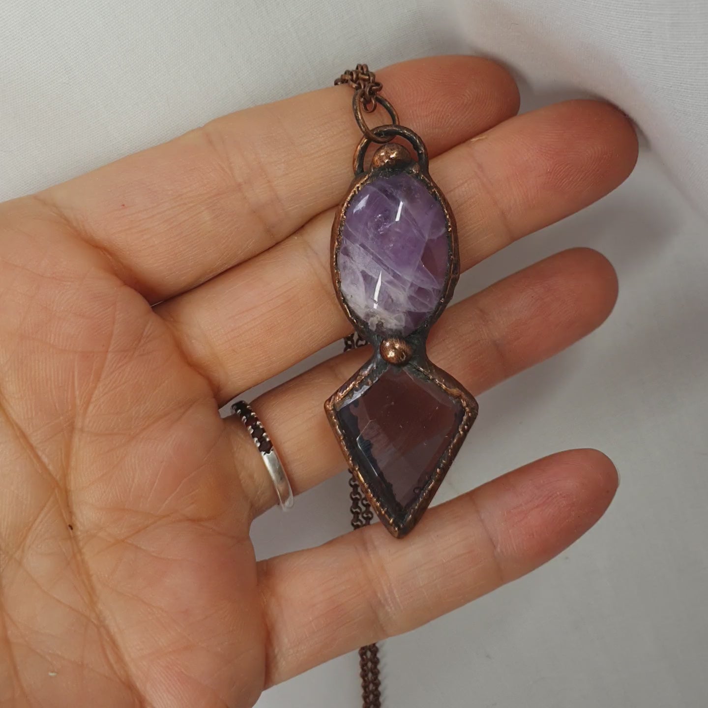 Copper Amethyst Necklace Pendant