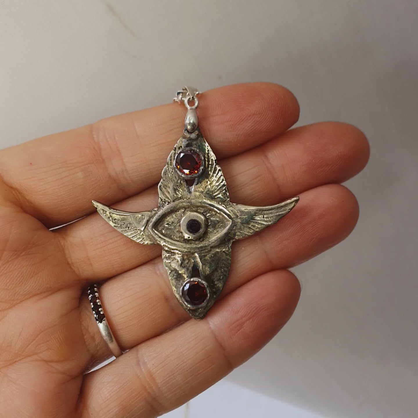 Seraphim bronze necklace with Garnet