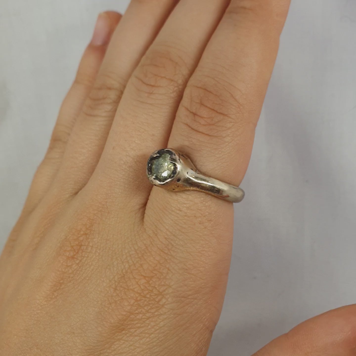 Organic silver ring with zirconia size 7