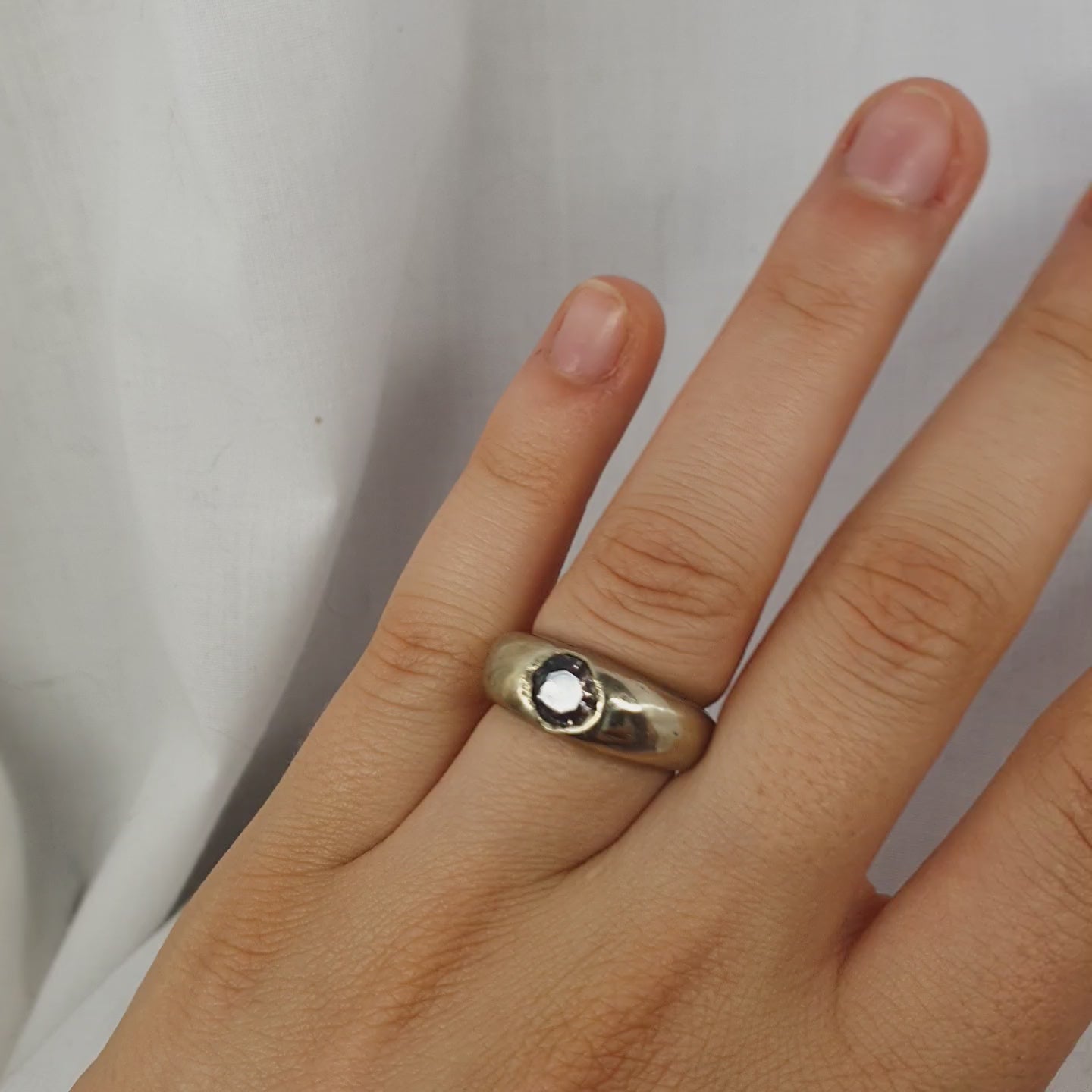 Dome ring with smokey quartz zirconia size 5.5
