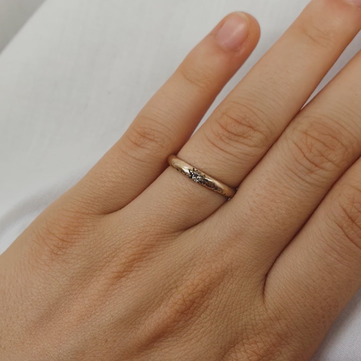 Bronze Ring with moissanite Size 6.5