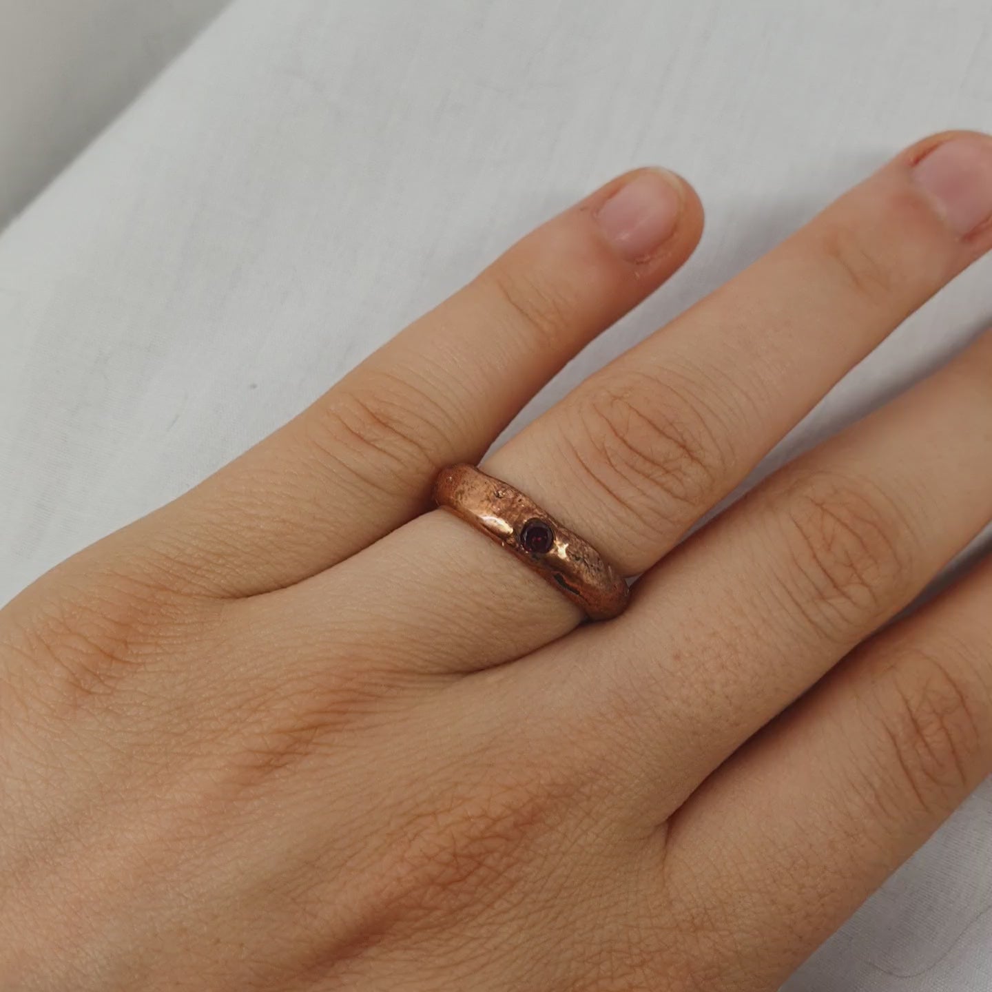 Copper ring with garnet size 6