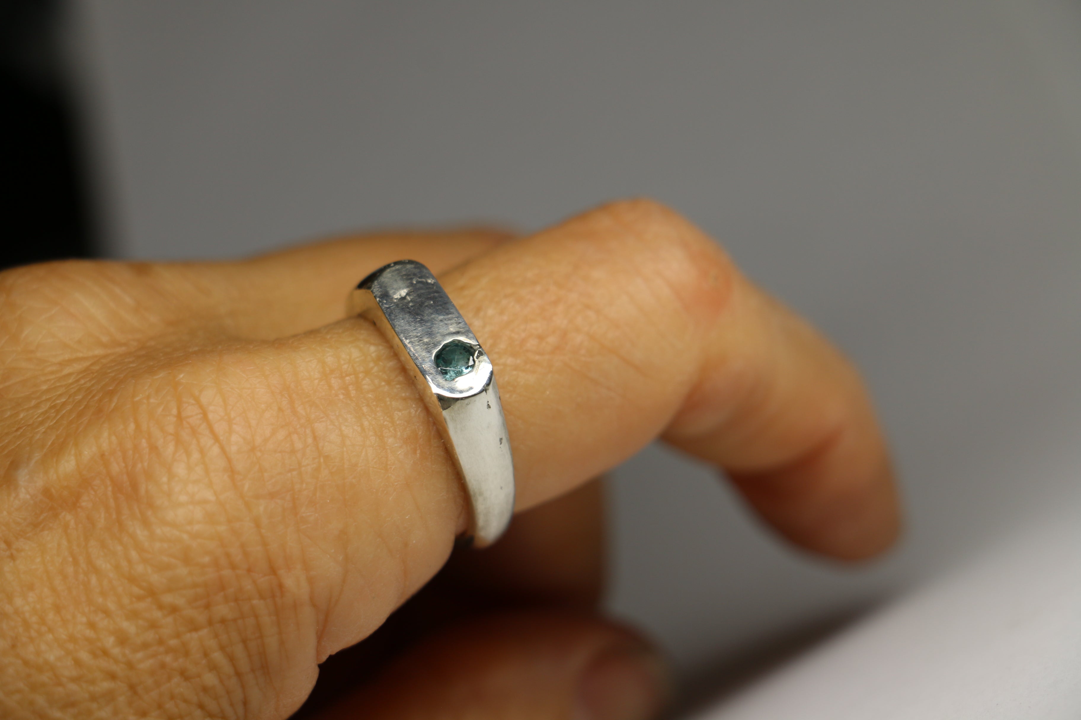 Grace stirling signet ring with gemstone