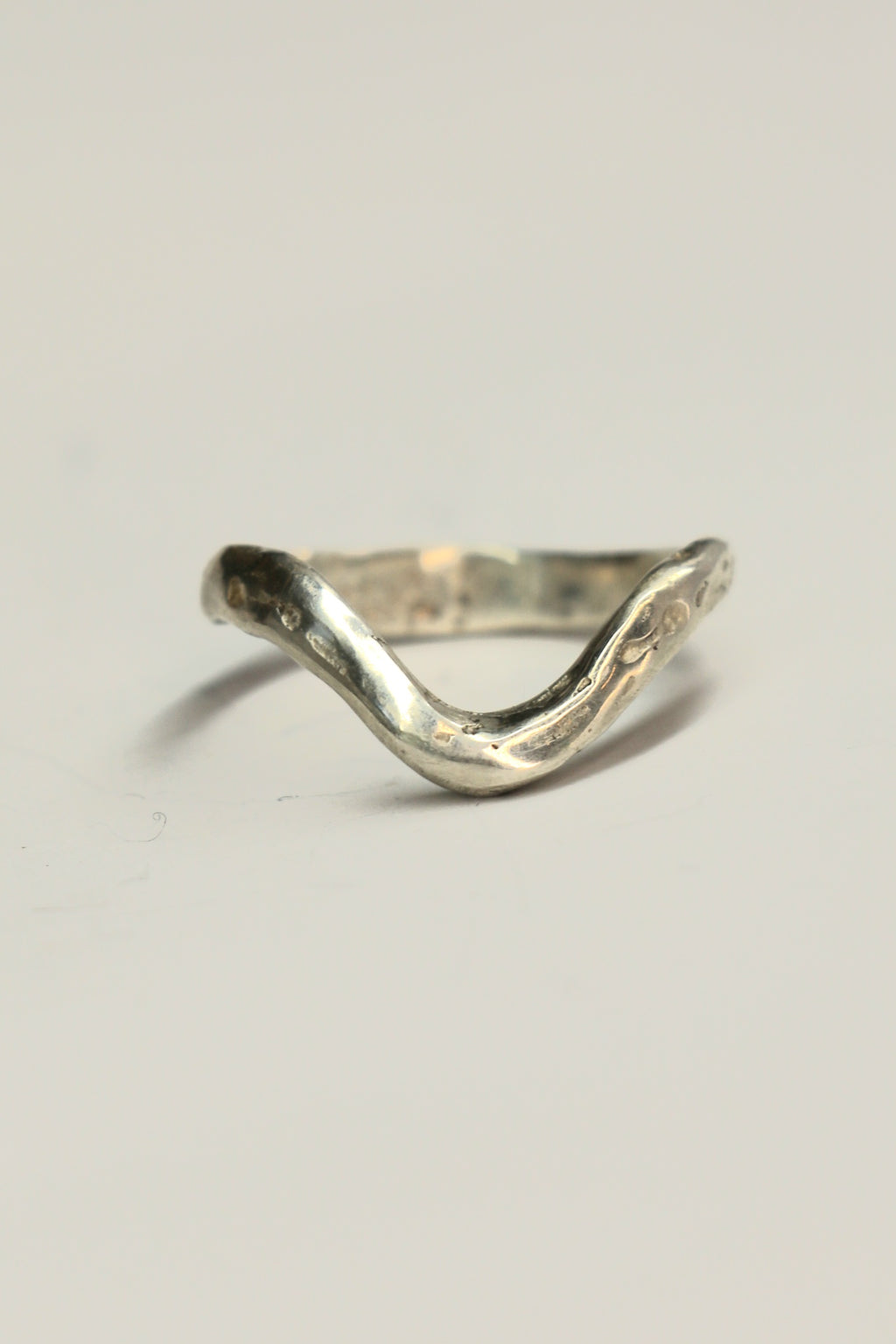 'U' organic silver or 9ct gold contour ring textured