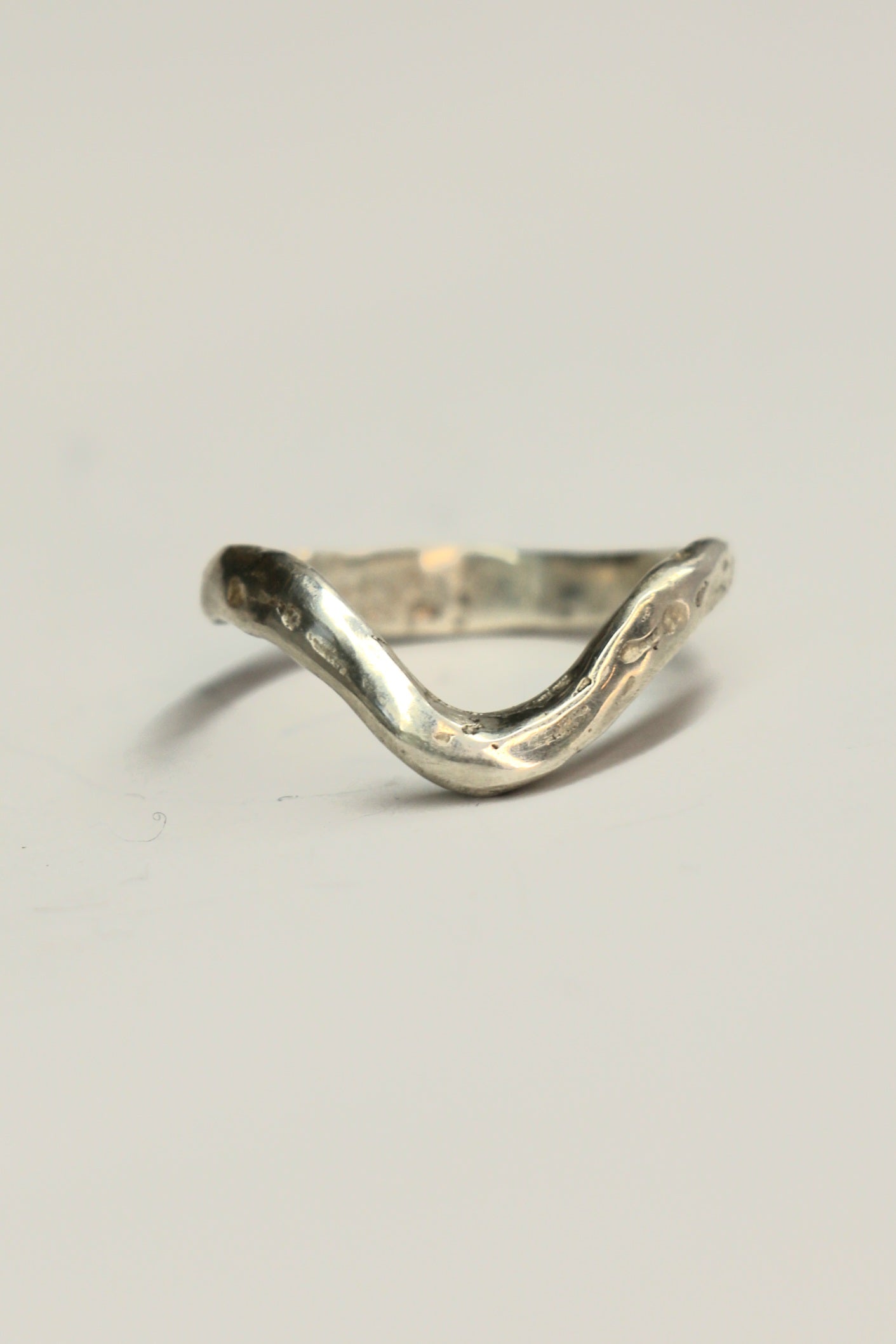 'U' organic silver or 9ct gold contour ring textured