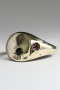 Lunaris Round organic signet ring with ruby silver, bronze or gold
