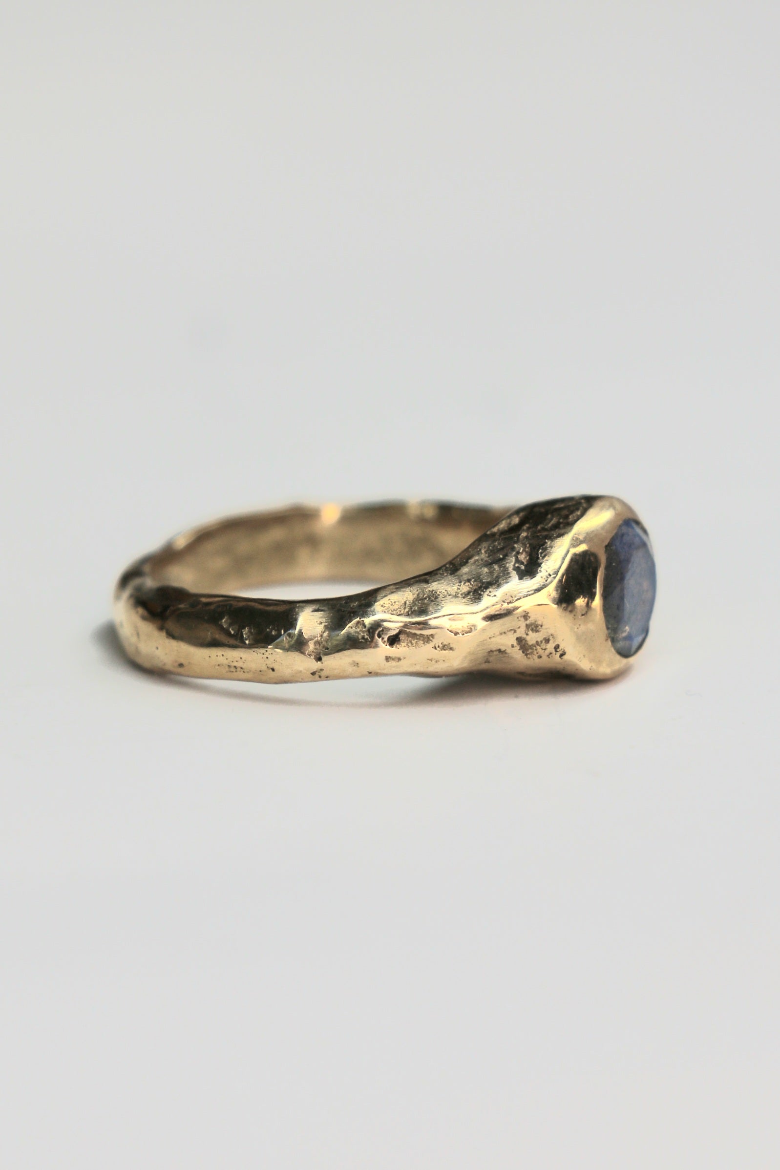 Labradorite 9ct gold organic ring |sandcast textured unique engagement ring