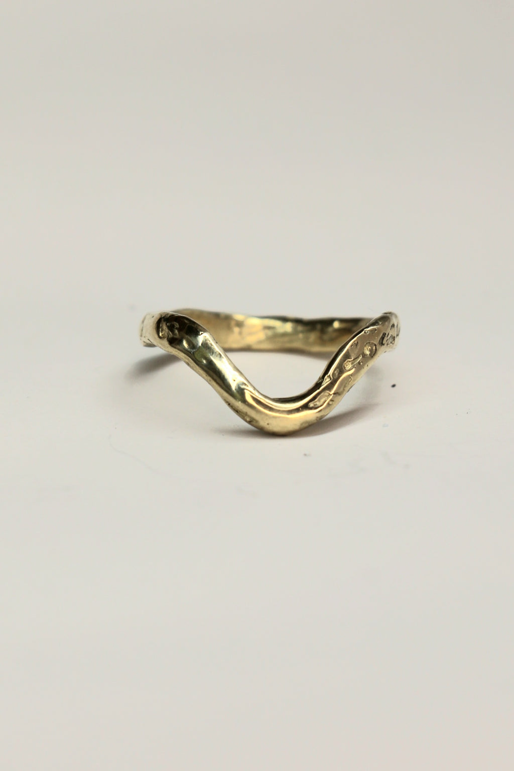 'U' organic silver or 9ct gold contour ring textured