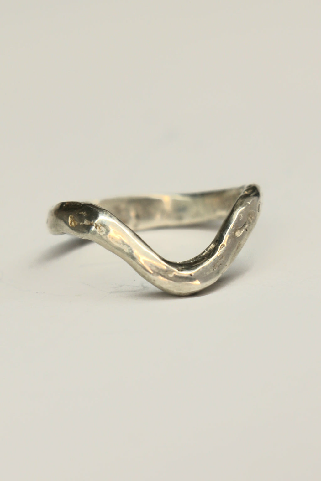 'U' organic silver or 9ct gold contour ring textured