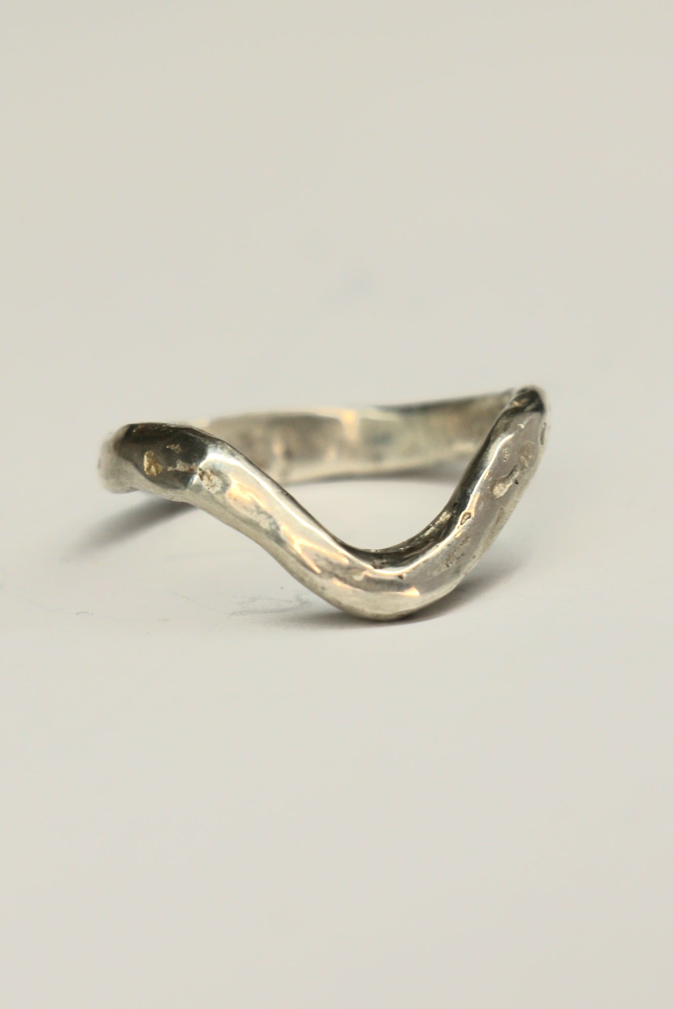 'U' organic silver or 9ct gold contour ring textured