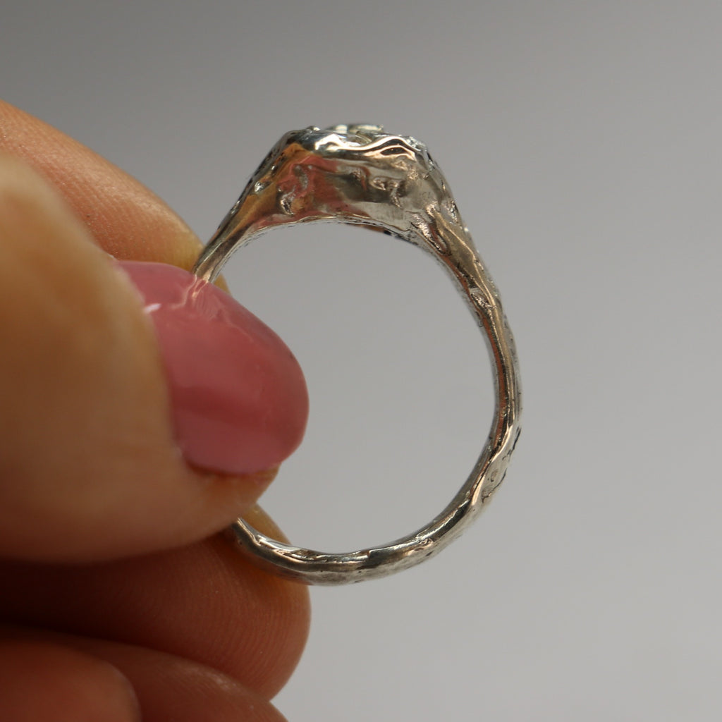 Beloved silver organic ring 2ct Moissanite size 6