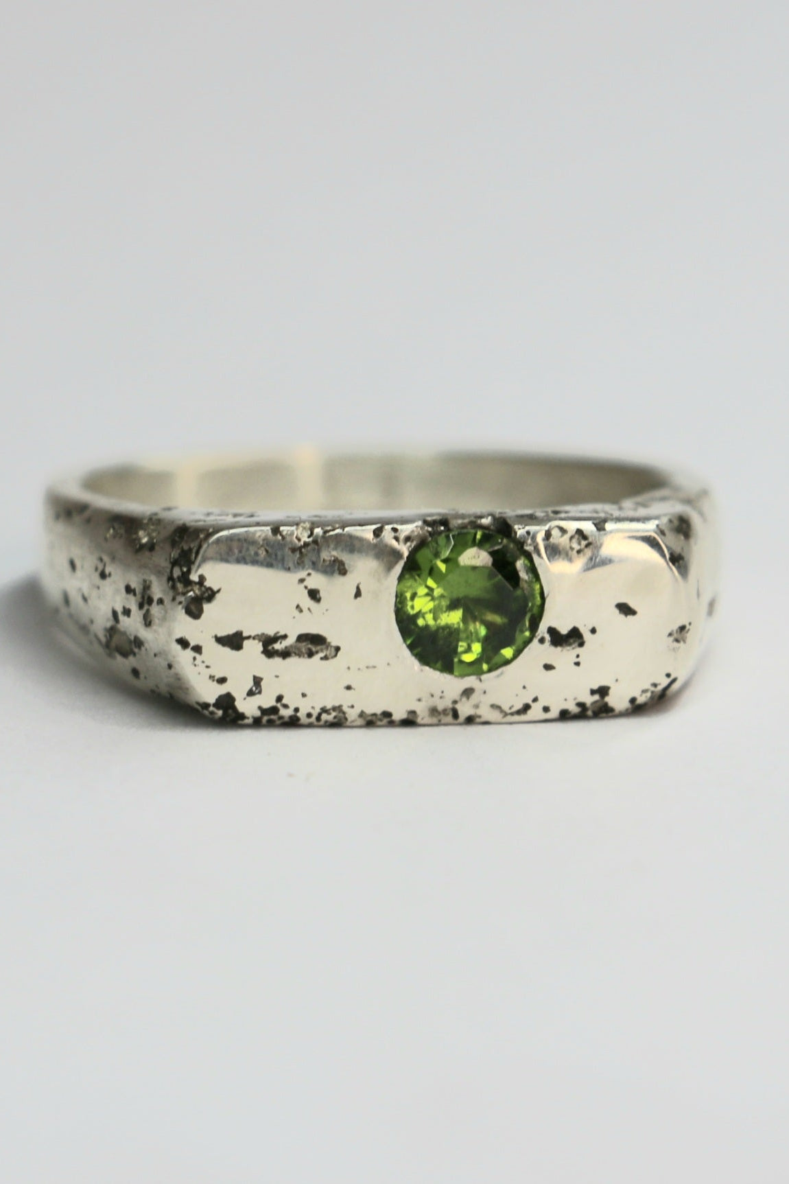 Royal Sandcast textured signet ring with stone | Organic handmade in Australia