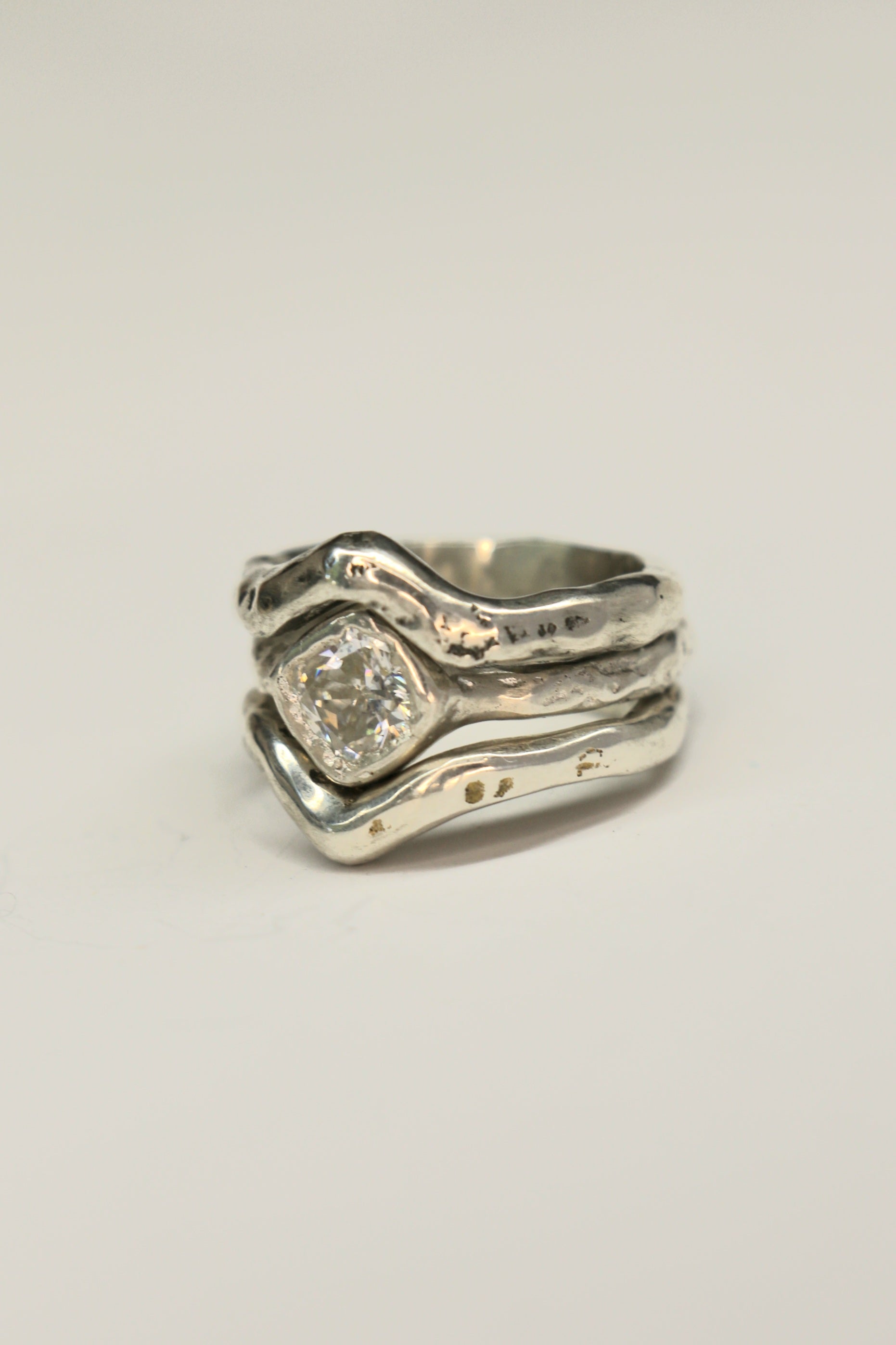 Cherish silver organic ring with Moissanite gemstone size 6