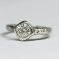 Cherish silver organic ring 1ct Moissanite cushion cut