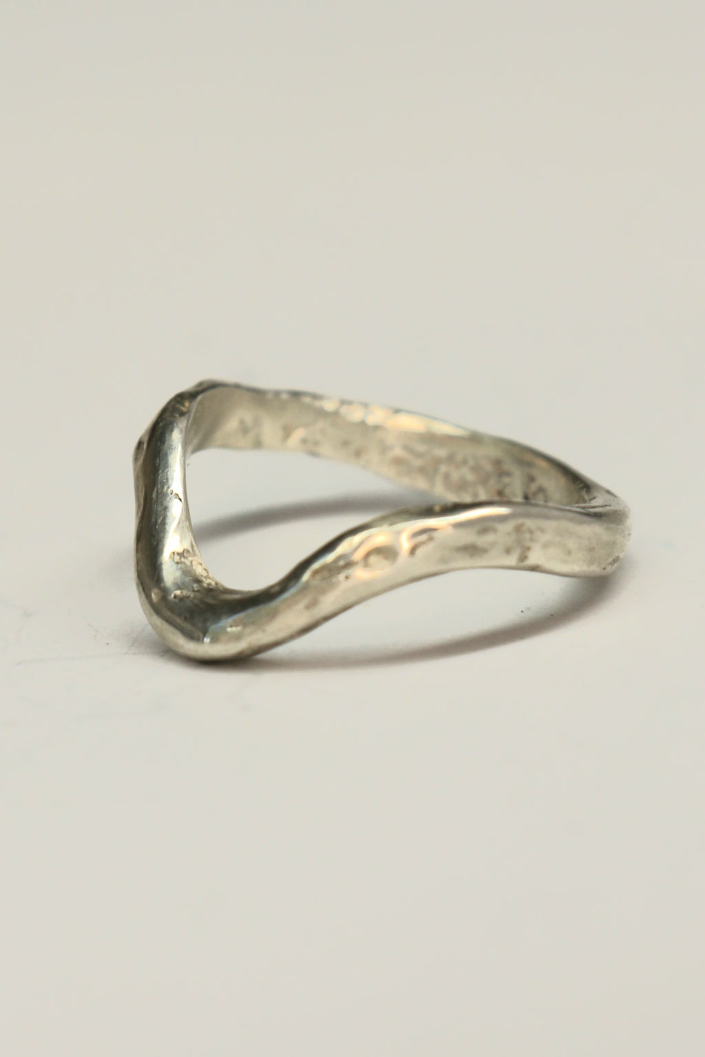 'U' organic silver or 9ct gold contour ring textured