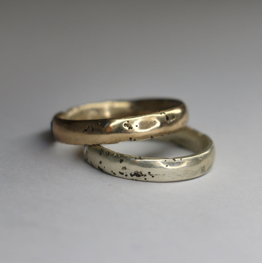 Textured half round wedding band