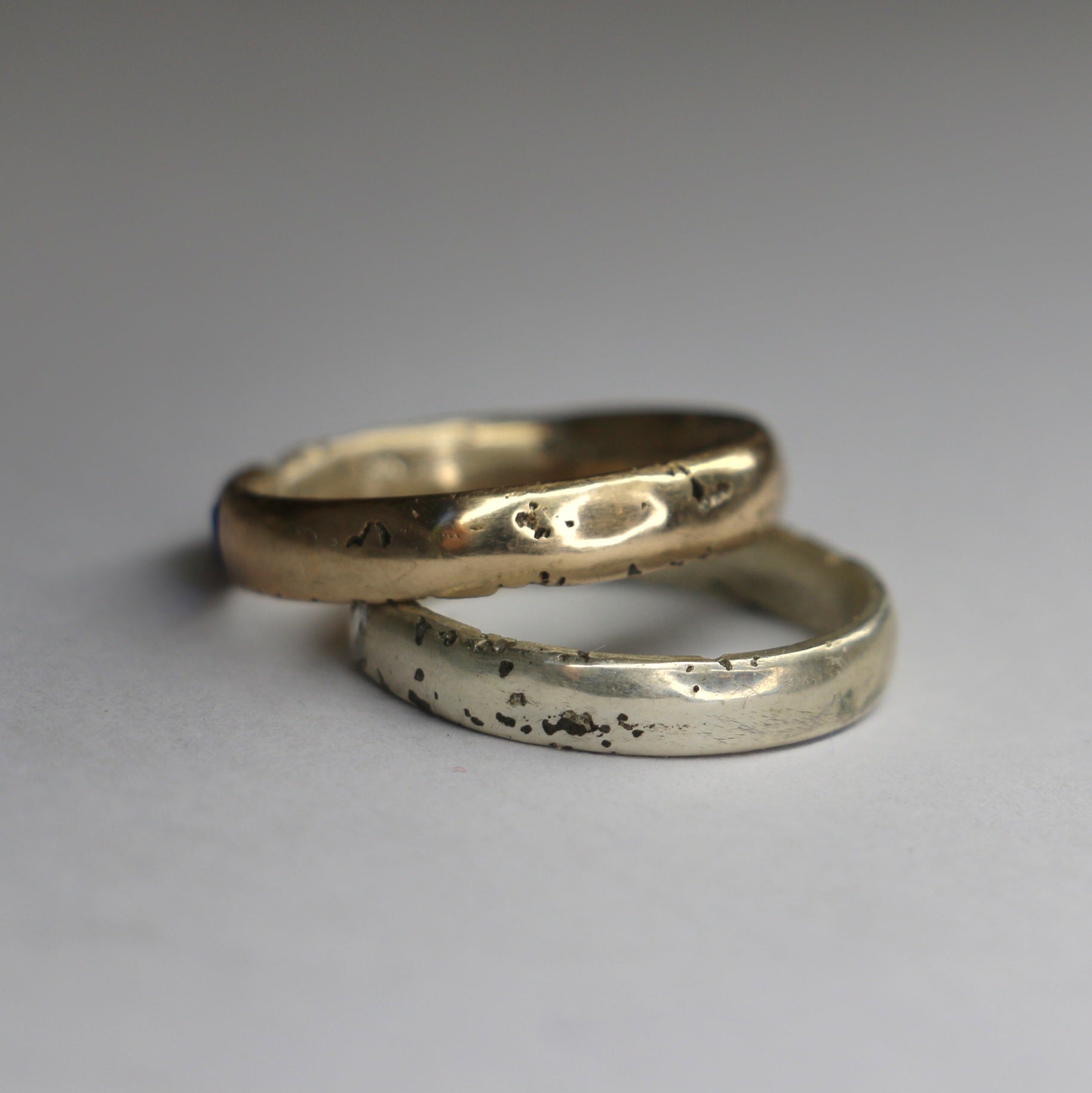 Textured half round wedding band