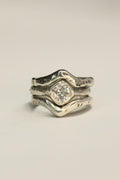 Cherish silver organic ring with Moissanite gemstone size 6
