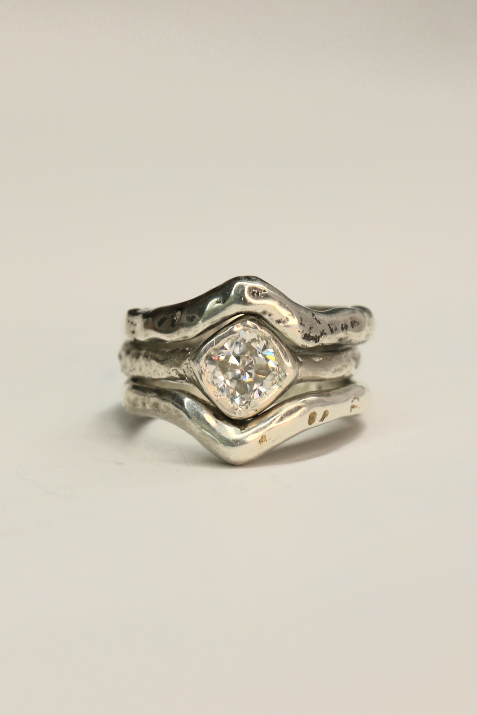 Cherish silver organic ring with Moissanite gemstone size 6