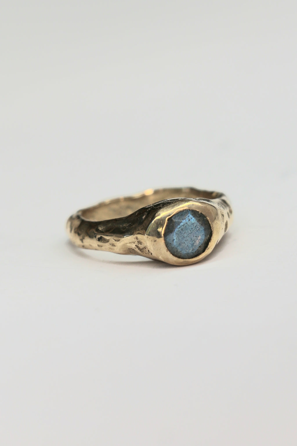 Labradorite 9ct gold organic ring |sandcast textured unique engagement ring