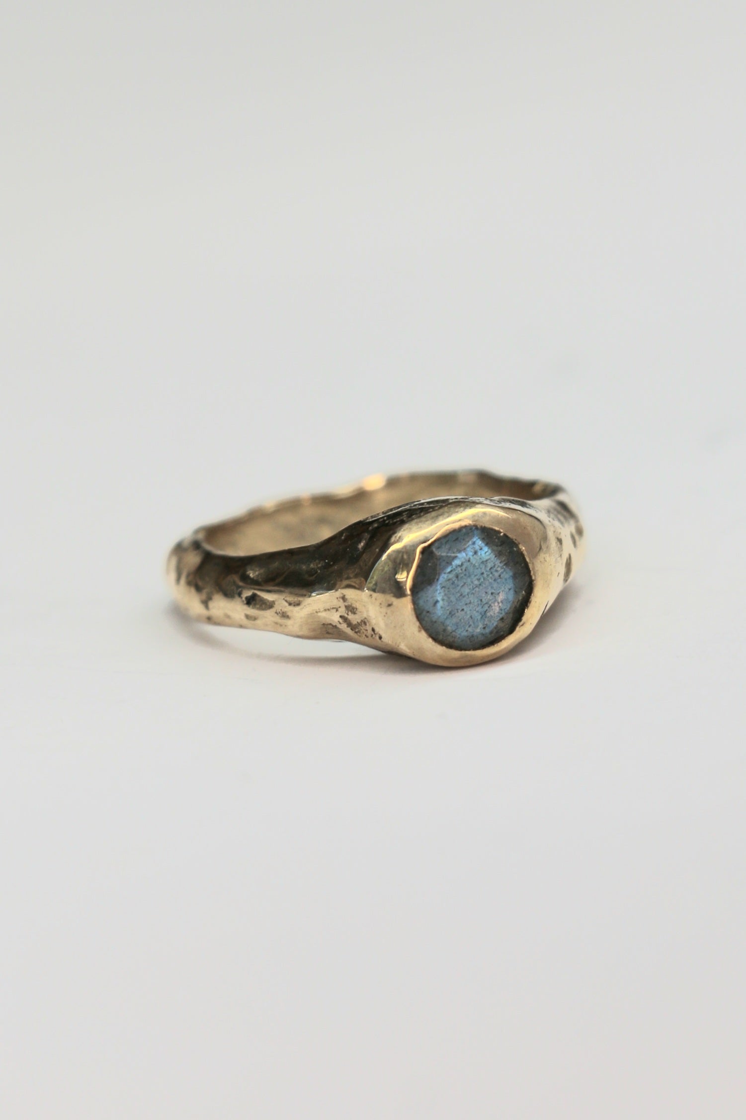 Labradorite 9ct gold organic ring |sandcast textured unique engagement ring