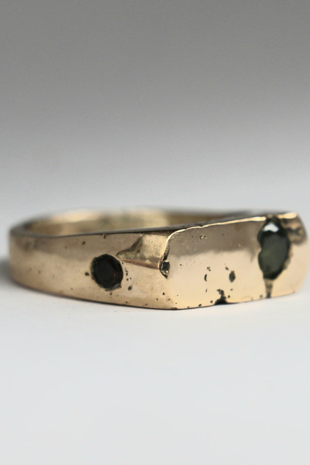 Royal Sandcast textured signet ring with stone | Organic handmade in Australia