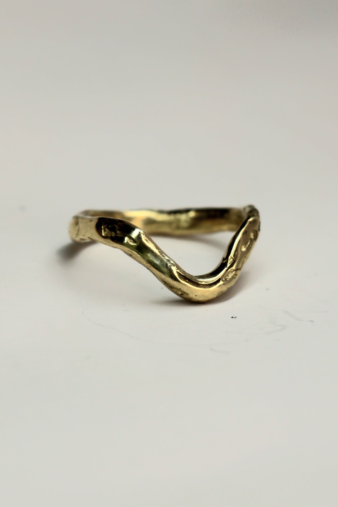 'U' organic silver or 9ct gold contour ring textured