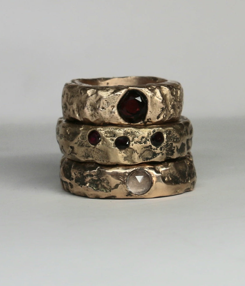 Bronze Nomad ring with Ruby Zircon Size 10