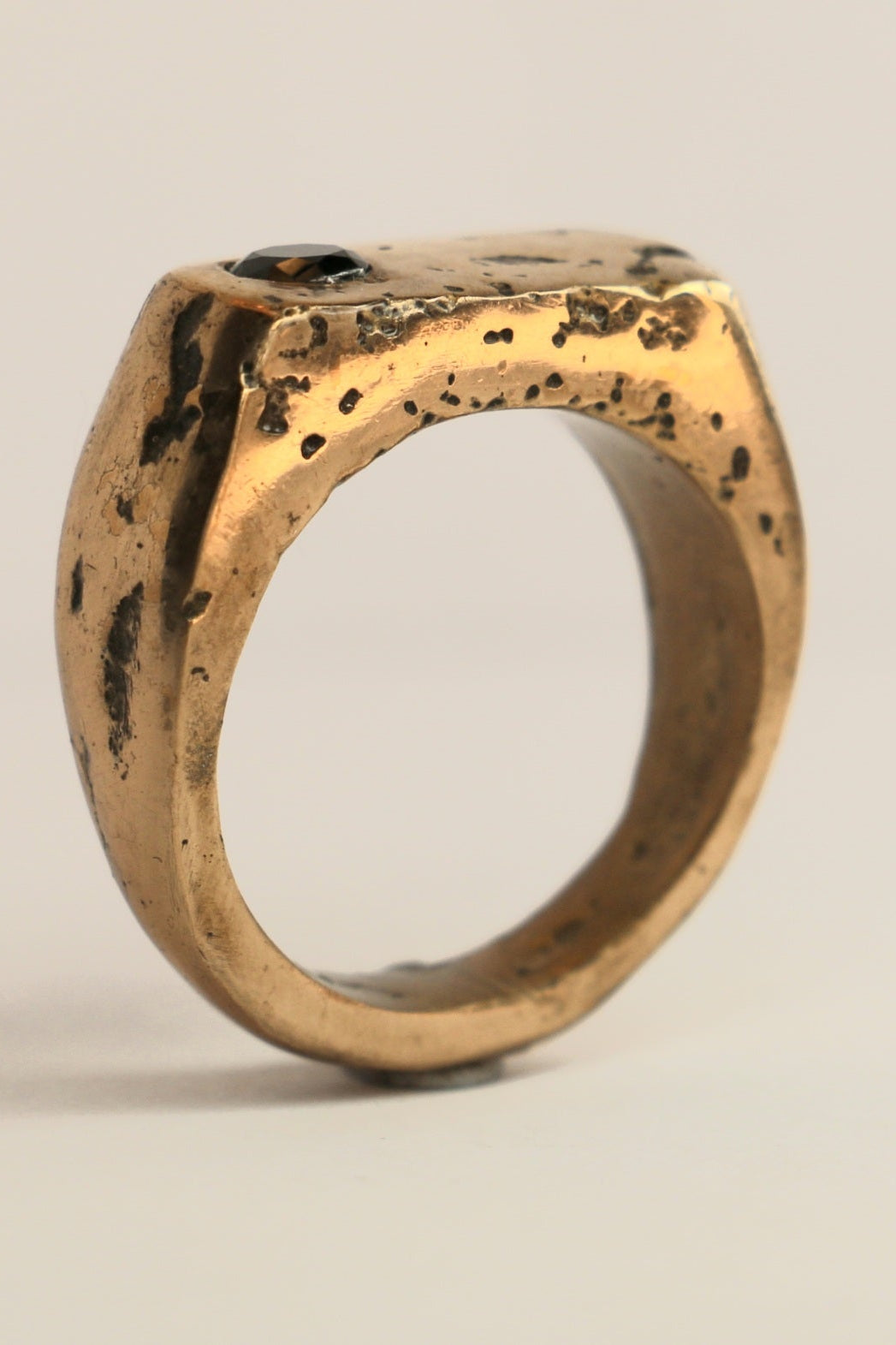 Royal Sandcast textured signet ring with stone | Organic handmade in Australia