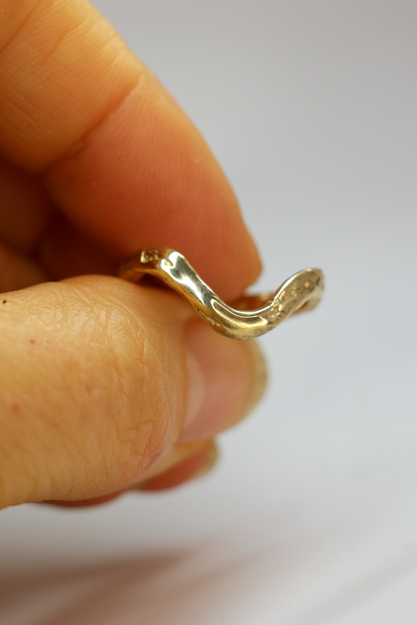 'U' organic silver or 9ct gold contour ring textured