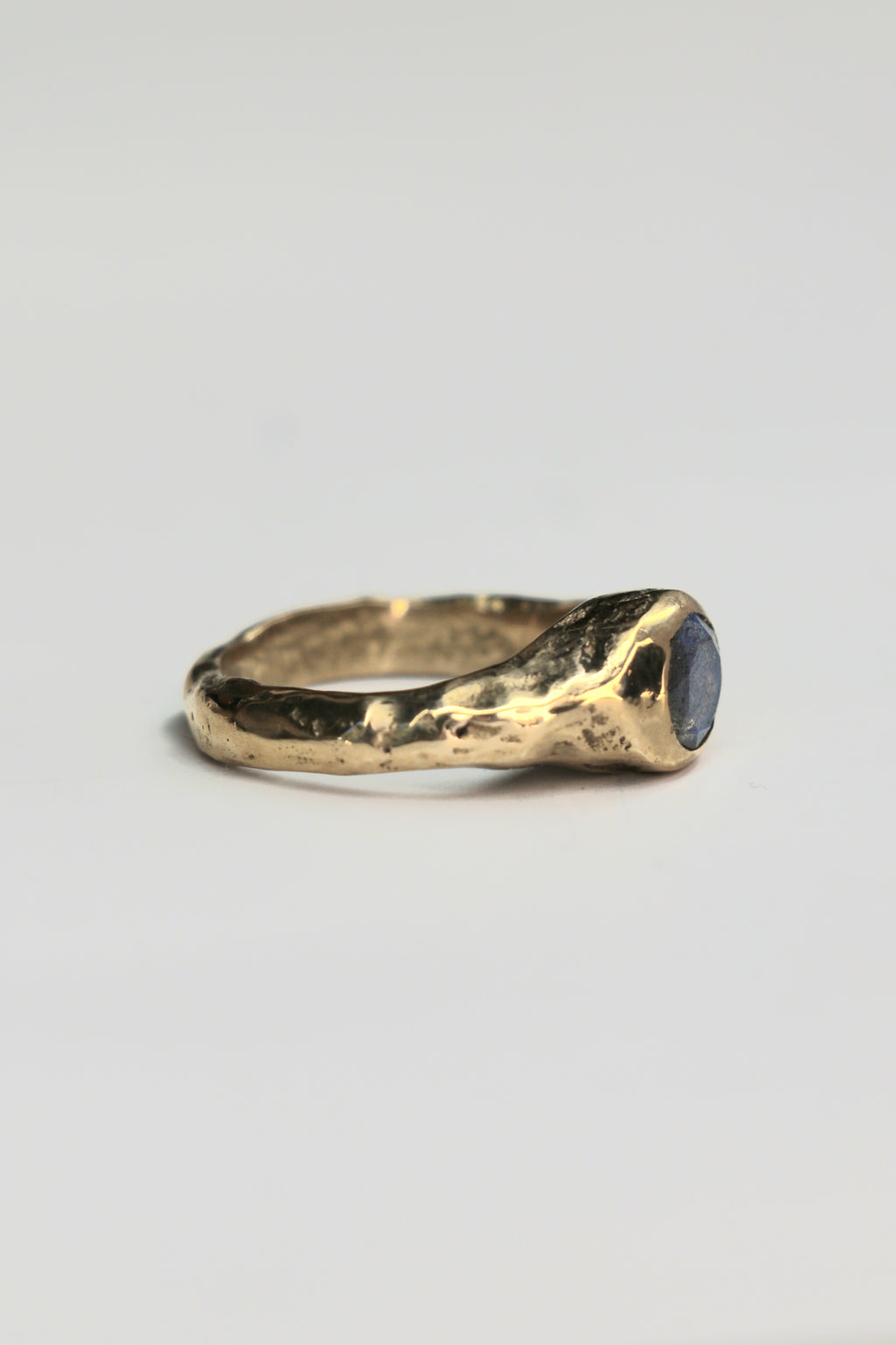 Labradorite 9ct gold organic ring |sandcast textured unique engagement ring