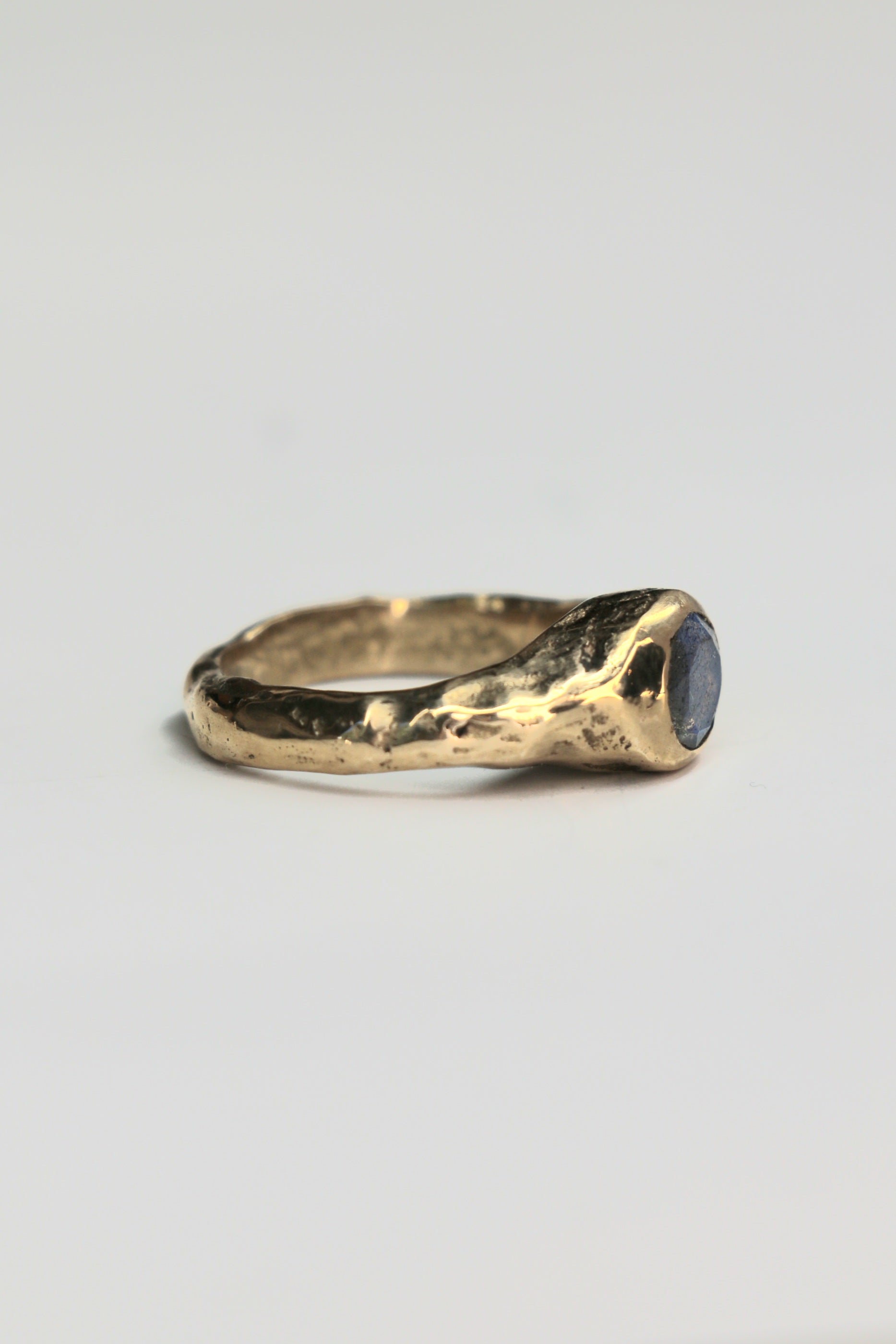 Labradorite 9ct gold organic ring |sandcast textured unique engagement ring