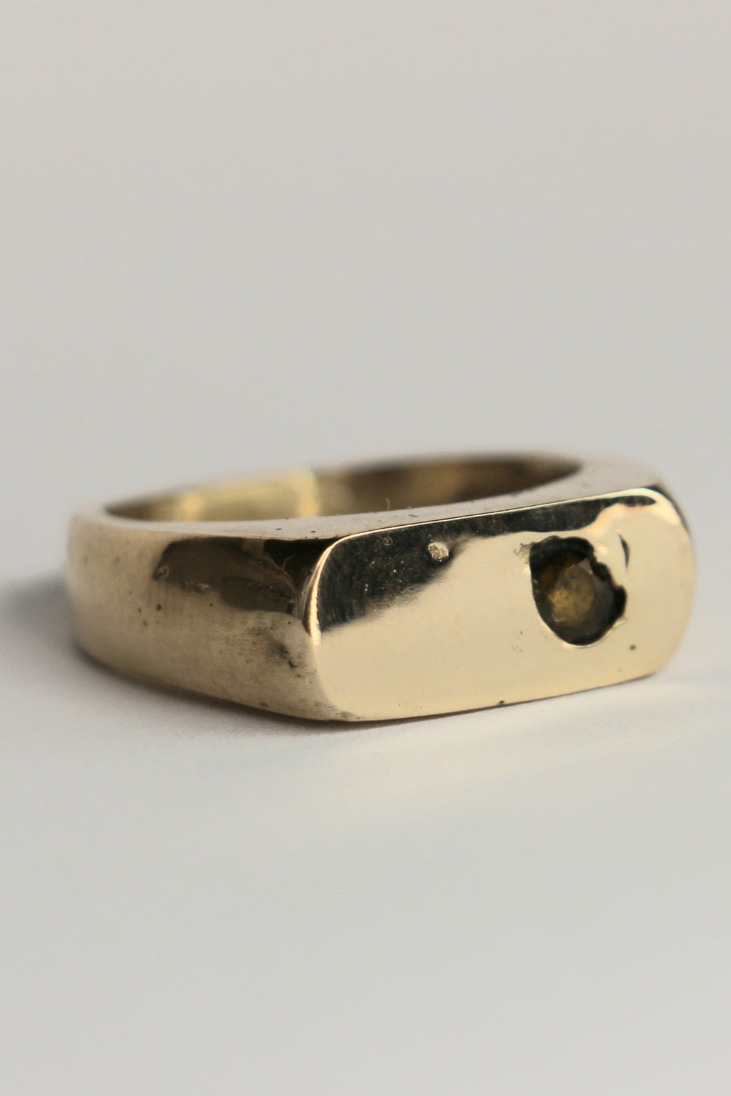 Royal Sandcast textured signet ring with stone | Organic handmade in Australia