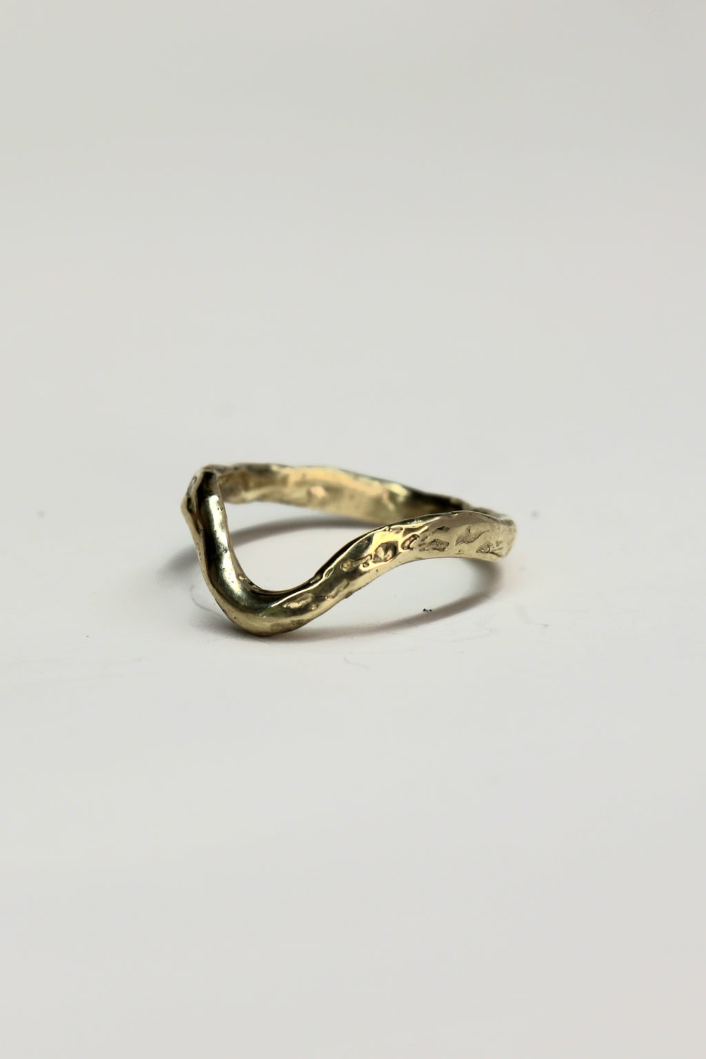 'U' organic silver or 9ct gold contour ring textured
