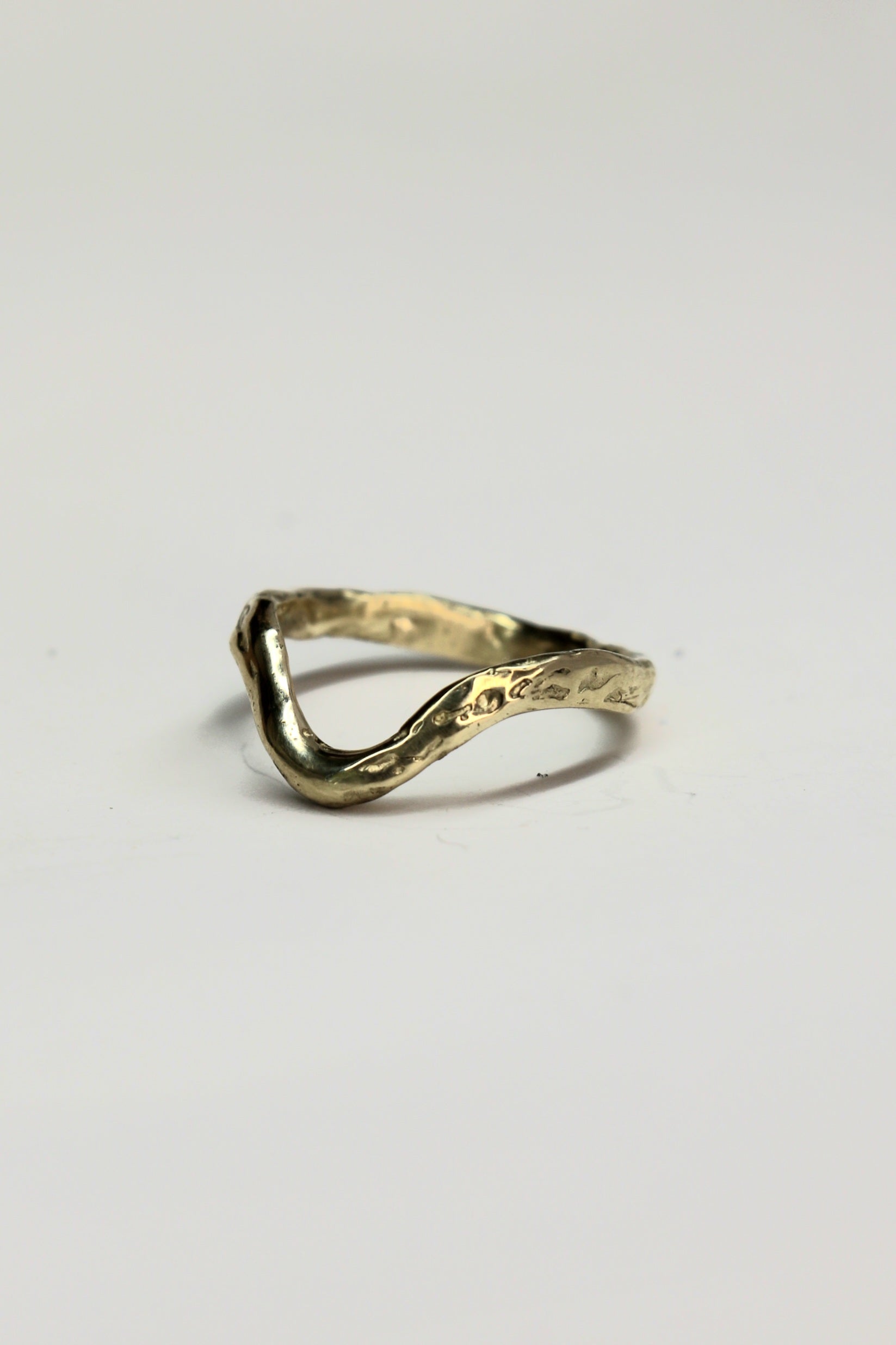 'U' organic silver or 9ct gold contour ring textured