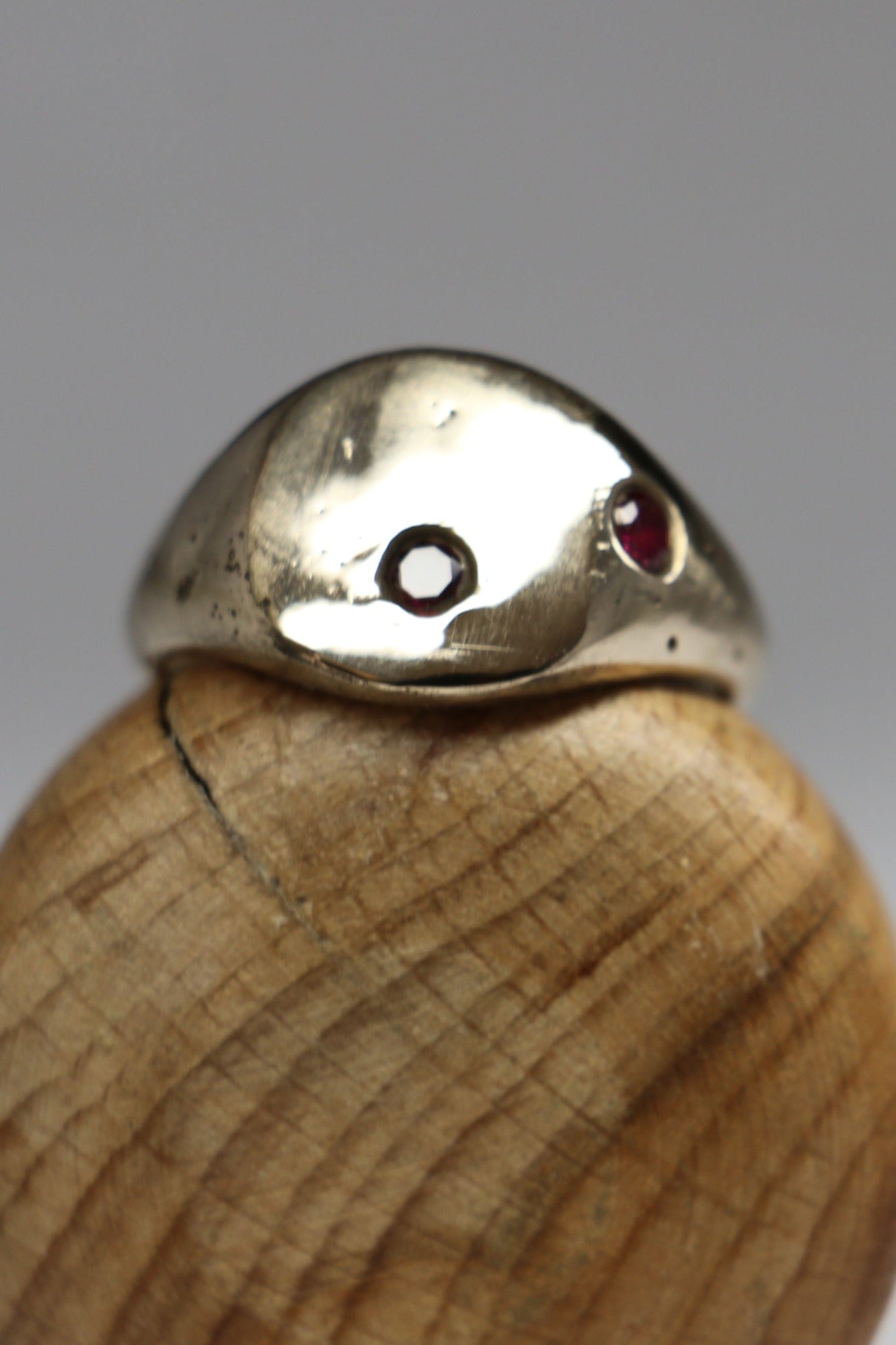 Lunaris Round organic signet ring with ruby silver, bronze or gold